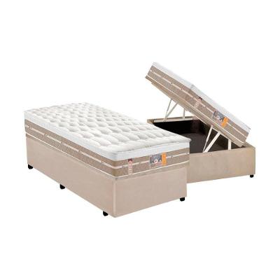 Cama Box Solteiro: Colchão Molas Ensacadas Castor Pocket Silver Star Air One Face + Base CRC Suede Clean(88x188)