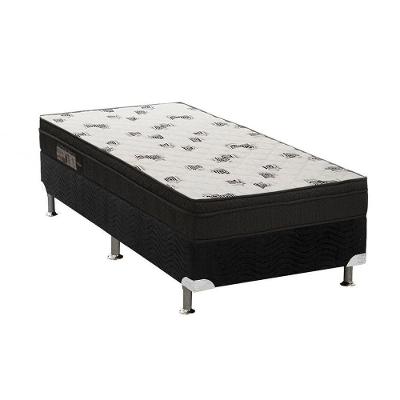 Cama Box Solteiro: Colchão Espuma Ortobom D45 Light Saúde Ortopilow + Base CRC Suede Black(88x188)