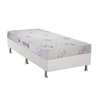 Cama Box Solteiro: Colchão Espuma D33 Luckspuma Supreme Floral + Base CRC Courano White(88x188)