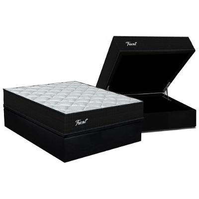 Cama Box Baú Casal: Colchão Molas Ensacadas Orthoflex MasterPocket Tricot + Base CRC Suede Black(138x188)