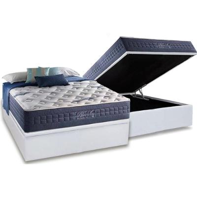 Cama Box Baú Casal: Colchão Molas Ensacadas Anjos MasterPocket Blue Sea + Base CRC Courano Branco(138x188)