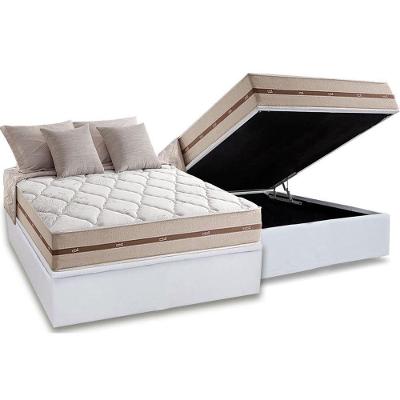 Cama Box Baú Casal: Colchão Molas Ensacadas Anjos MasterPocket Classic + Base CRC Courano White(138x188)