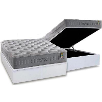 Cama Box Baú Casal: Colchão Molas Anjos MasterPocket Ensacadas Soft Dream + Base CRC Courano Branco(138x188)