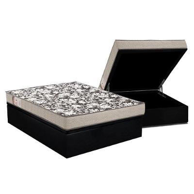 Cama Box Baú Casal: Colchão Espuma Ortobom D26 Physical Ultra Resistente + Base CRC Suede Black(138x188)