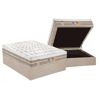 Cama Box Baú Casal: Colchão Molas Ensacadas Castor Pocket Silver Star Air + Base CRC Suede Clean(138x188)
