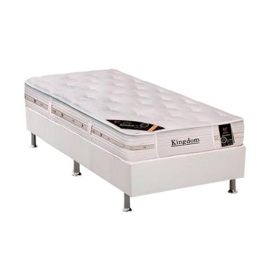 Cama Box Solteiro: Colchão Molas Pocket Ensacadas Castor Kingdom Aloe Vera + Base White(88X188)