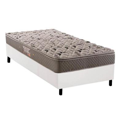 Cama Box Solteiro: Colchão Ortopédico Herval Ag65 Fort + Base Crc Suede White(88X188)