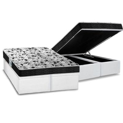 Cama Box Baú Queen: Colchão Espuma Probel D23 ProDormir Advanced + Base CRC Courano White(158x198)