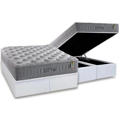 Cama Box Baú King: Colchão Molas Ensacadas Anjos MasterPocket Soft Dream + Base CRC Courano White(193x203)