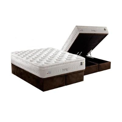 Cama Box Baú King: Colchão Molas Ensacadas Anjos Masterpocket Impressione + Base Brown(193X203)