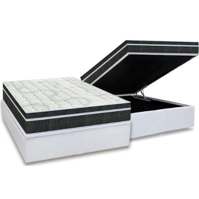 Cama Box Baú Casal: Colchão Molas Orthoflex Bonnel Venezia + Base CRC Courano White(138x188)