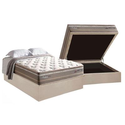 Cama Box Baú Casal: Colchão Molas Herval Maxspring Moskow + Base CRC Suede Clean(138x188)