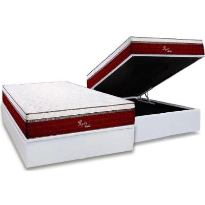 Cama Box Baú Casal: Colchão Molas Ensacadas Polar MasterPocket Rubi + Base CRC Courano White(138x188)