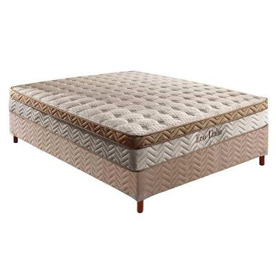 Cama Box Casal: Colchão Molas Paropas MasterPocket Ensacadas Eco Linho + Base CRC Suede Bege(138x188)