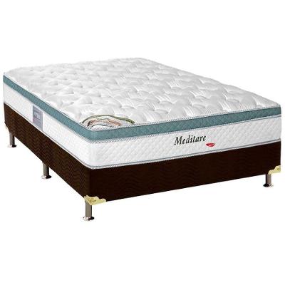 Cama Box Casal: Colchão Molas Ensacadas Herval Masterpocket Meditare + Base Crc Suede Brown(138X188)