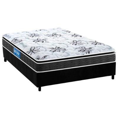 Cama Box Casal: Colchão Espuma Probel D28 Guarda Costas Premium Multi Firme + Base CRC Suede Black(138x188)