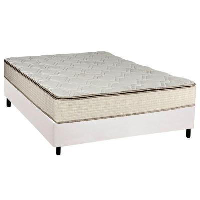 Cama Box Casal: Colchão Molas Luckspuma Bonnel Montreal Spring + Base CRC Courano Branco(138x188)