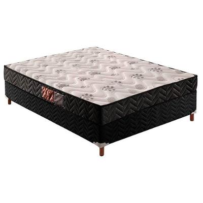 Cama Box Casal: Colchão Espuma D45 Paropas Pasquale Black + Base CRC Suede Black(138x188)