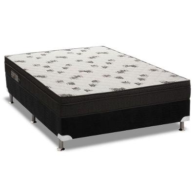 Cama Box Casal: Colchão Espuma D45 Ortobom Light Saúde Ortopilow + Base CRC Suede Black(138x188)