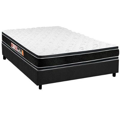 Cama Box Casal: Colchão Espuma Castor D33 Black e White + Base CRC Suede Gray(138x188)