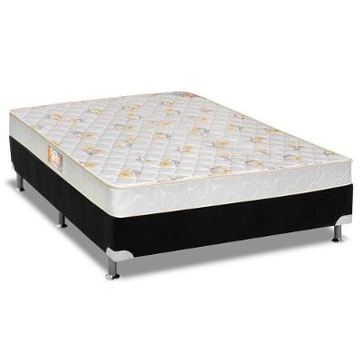 Cama Box Casal: Colchão Espuma Castor D28 Sleep Max + Base CRC Suede Black(138x188)