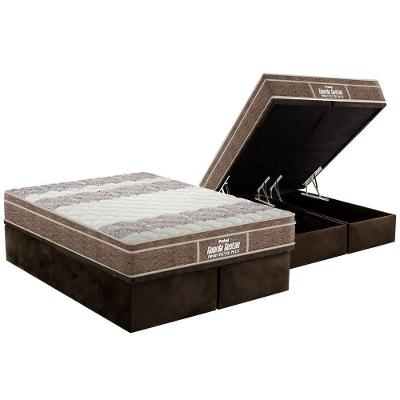Cama Box Baú Queen: Colchão Ortopédico Probel D33 / Ep Próintense Plus + Base Brown(158X198)