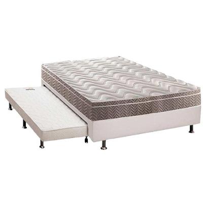 Cama Box c/Auxiliar Casal: Colchão Espuma Paropas D33 Confort Ultra Firme + Base CRC Courano White(138x188)