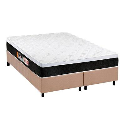 Cama Box Queen: Colchão Espuma D45 Castor Black e White AIR + Base CRC Suede Clean(158x198)