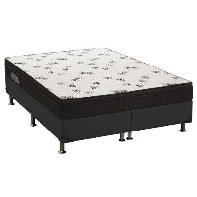 Cama Box Queen: Colchão Espuma D45 Ortobom Light Saúde Ortopilow + Base CRC Suede Black(158x198)
