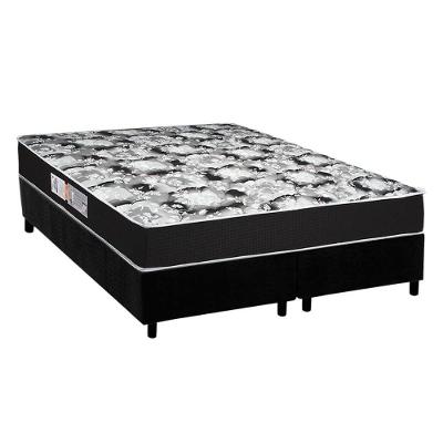 Cama Box Queen: Colchão Espuma D45 Luckspuma Gran Luck Pro + Base CRC Suede Black(158x198)