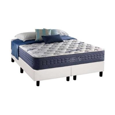 Cama Box King: Colchão Molas Anjos MasterPocket Ensacadas Blue Sea + Base CRC Courano Branco(193x203)