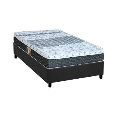 Cama Box Solteiro: Colchão Molas Castor Bonnel System Class + Base CRC Suede Gray(88x188)