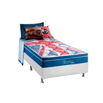 Cama Box Solteiro: Colchão Molas Ensacadas Anjos MasterPocket London + Base CRC Courano White(88x188)