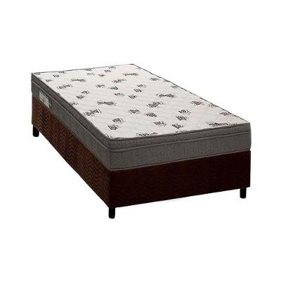 Cama Box Solteiro: Colchão Espuma Ortobom D45 Light Ortopilow + Base CRC Suede Brown(88x188)