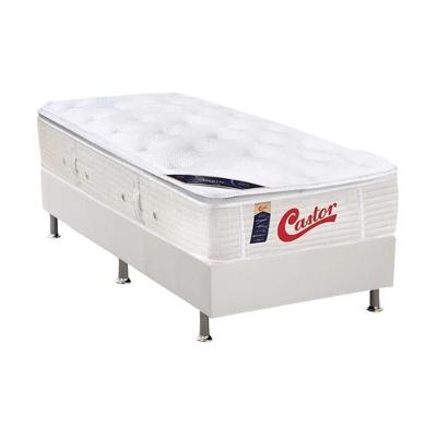 Cama Box Solteiro: Colchão Molas Castor Pocket Gold Star Vitagel Slx + Base White(88X188)