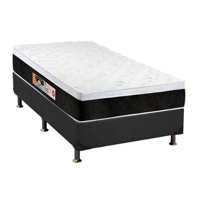 Cama Box Solteiro: Colchão Espuma D45 Castor Black e White AIR + Base CRC Suede Gray(88x188)