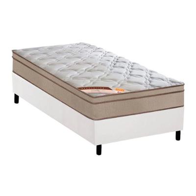 Cama Box Solteiro: Colchão Molas Pocket Ensacadas Castor  Revolution Híbrido + Base CRC Courano White(88x188)