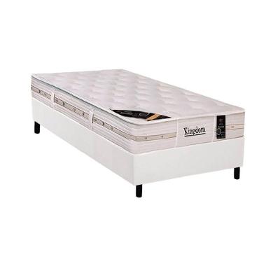 Cama Box Solteiro: Colchão Molas Pocket Ensacadas Castor  Kingdom Aloe Vera + Base CRC Courano White(88x188)
