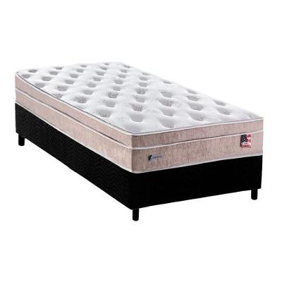 Cama Box Solteiro: Colchão Molas MasterPocket Ensacadas Plumatex   Miami + Base CRC Suede Black(88x188)