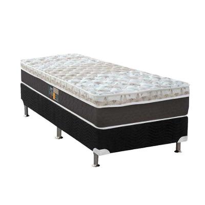 Cama Box Solteiro: Colchão Molas Ensacadas Castor Pocket Class Híbrido + Base CRC Suede Black(88x188)
