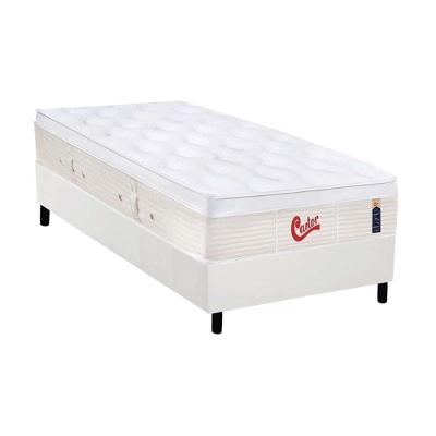 Cama Box Solteiro: Colchão Molas Ensacadas Castor Pocket Gold Star Vitagel + Base CRC Courano White(88x188)