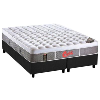 Cama Box Queen: Colchão Molas Castor Pocket Gold Star Light Stress Oxygen New Plush + Base CRC Suede Gray(158x198)
