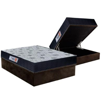 Cama Box Baú Casal: Colchão Ortopédico Orthoflex Foggia Sogni Unic Face + Base CRC Suede Brown(138x188)