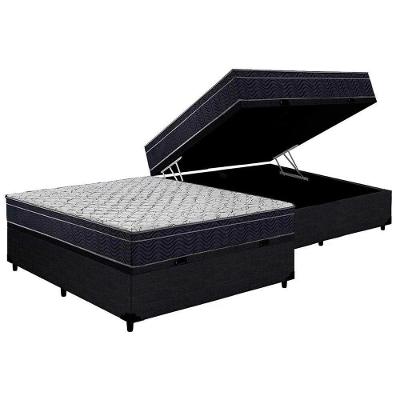 Cama Box Baú Casal: Colchão Espuma D45 Ortobom Airtech 150 + Base CRC Courano Black(138x188)