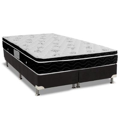 Cama Box Viúva: Colchão Molas Ortobom Nanolastic Physical Spring + Base CRC Suede Black(128x188)