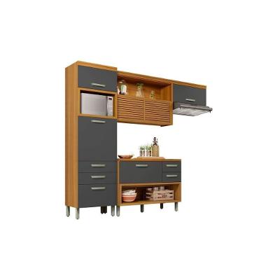Cozinha Modulada Nesher Princesa  3 Peças (Balcão + Aéreo + Paneleiro) C3P23 Freijo/Grafite