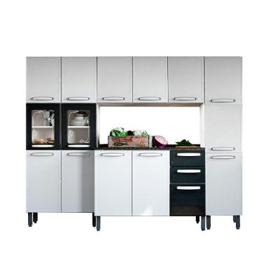 Cozinha Modulada Completa Evidence 4 Peças (1 Armário + 1 Balcão + 2 Paneleiros) C4P53 Branco/Preto - Bertolini