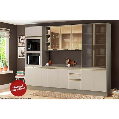 Cozinha Completa 8Pçs (1 Armário + 2 Balcões + 2 Paneleiros + 3 Complementos) C8p06 Duna/cristal
