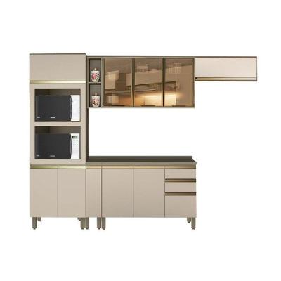 Cozinha Completa 6Pçs (1 Armário + 1 Balcão + 1 Paneleiro + 3 Complementos) C6p04 Duna/cristal