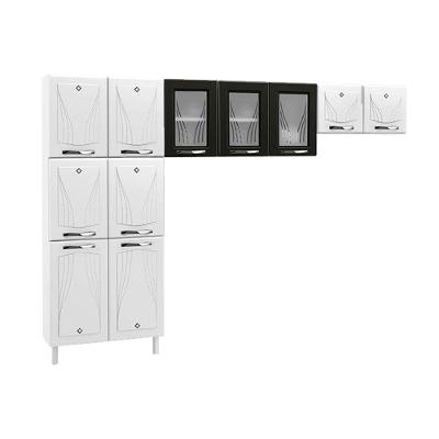 Cozinha Compacta Star New 3 Peças (2 Armários + 1 Paneleiro) CPT106 Branco/Preto - Telasul